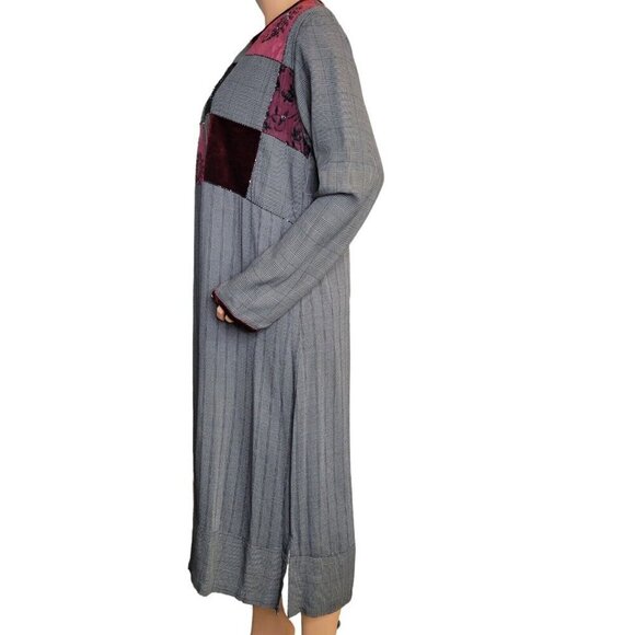 Faith Celia Forrester Dress Womens Medium Mixed Media Patchwork Lace Velvet Trim - Picture 3 of 13